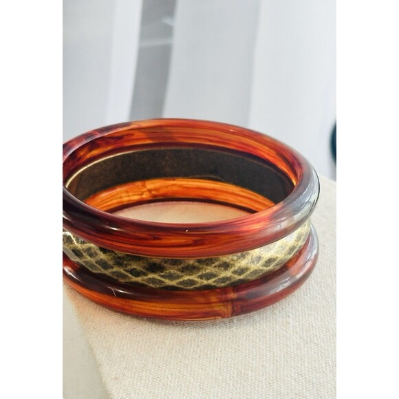 Avon Jewelry - New In Box Avon Fade to Dusk Bangle Set (3-Piece) Faux Tortoise & Gold Python